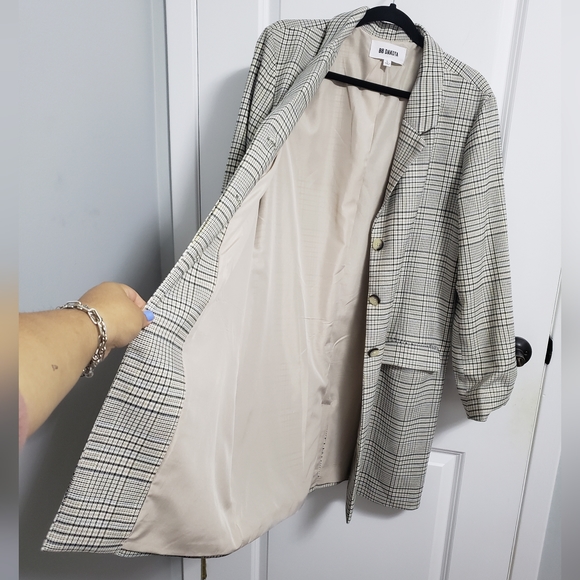 BB DAKOTA Long Plaid Jacket Coat - Picture 6 of 11
